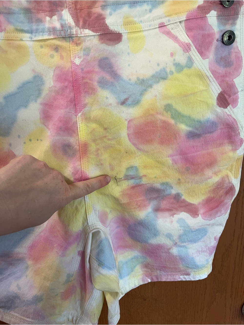 Duluth Trading Co Tie-Dye Shortalls *flawed* - Picture 7 of 8